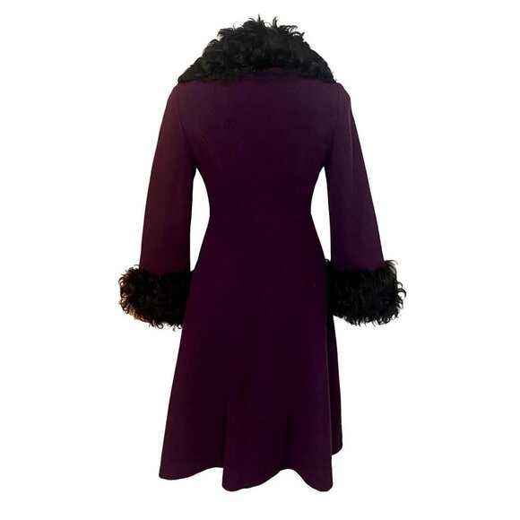 Retro VTG Purple Miss Magnin for I. Magnin Wool Coat curly lamb collar cuffs XS - Picture 4 of 15
